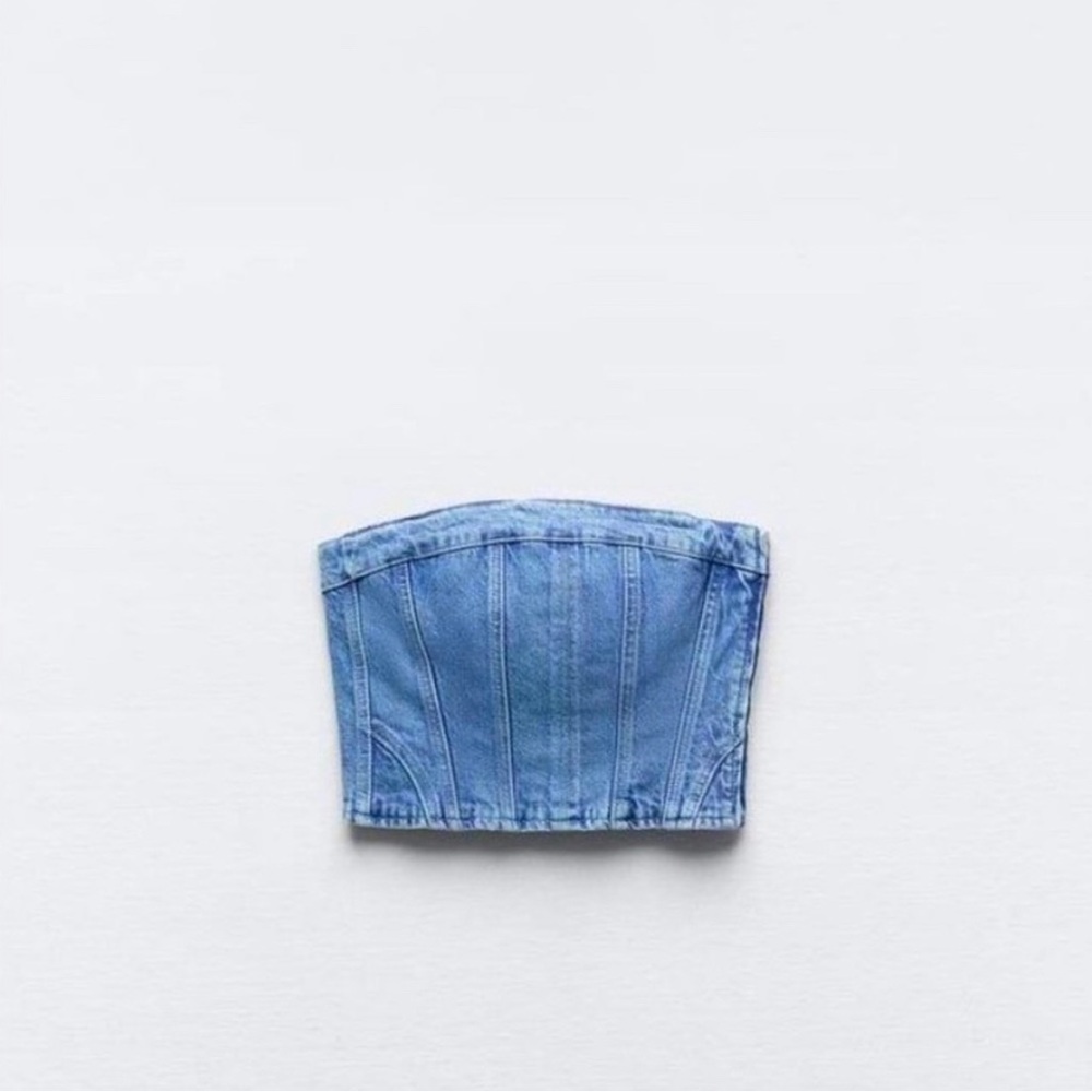 NEW ZARA DENIM CORSET TOP